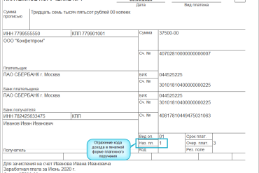 Где указывать код дохода в платежном поручении образец